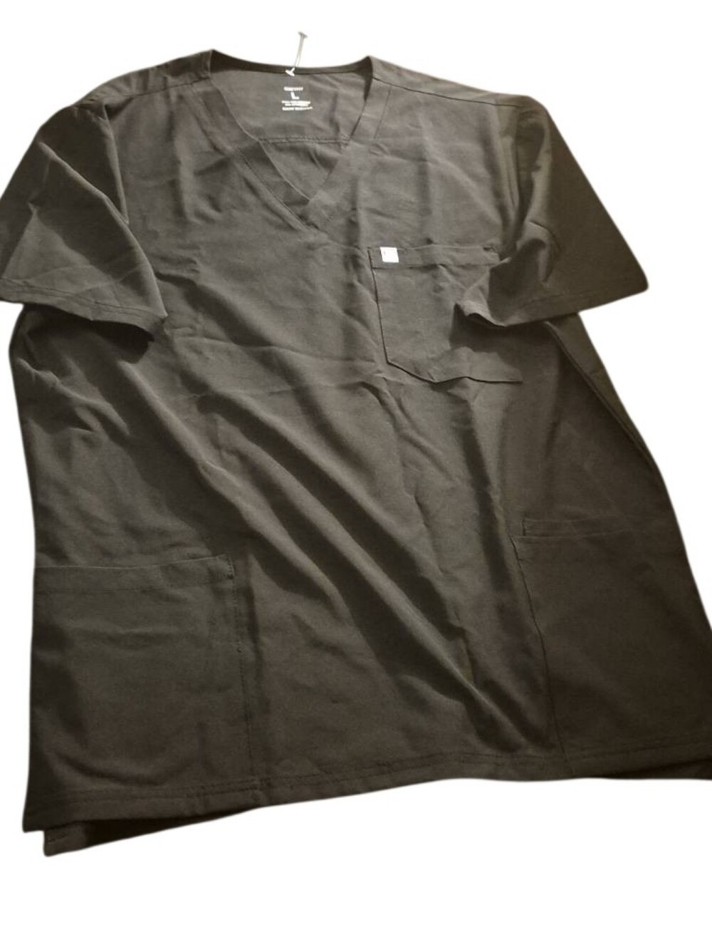Women's Black V-Neck Short Sleeve Work Tee